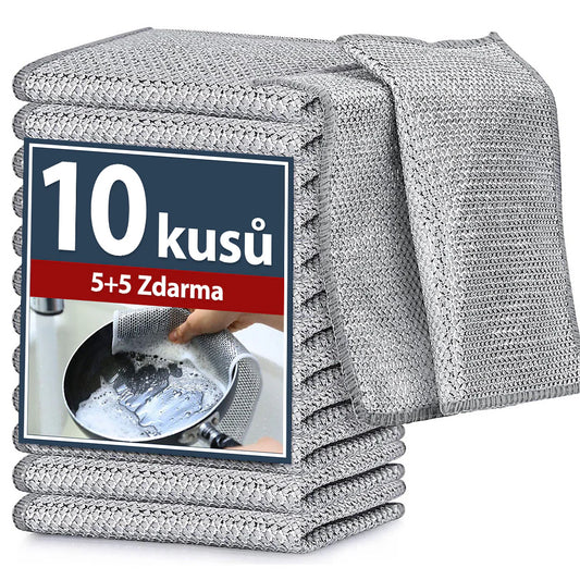 Abrazívna mikrovláknová utierka na riad (sada 10 kusov)