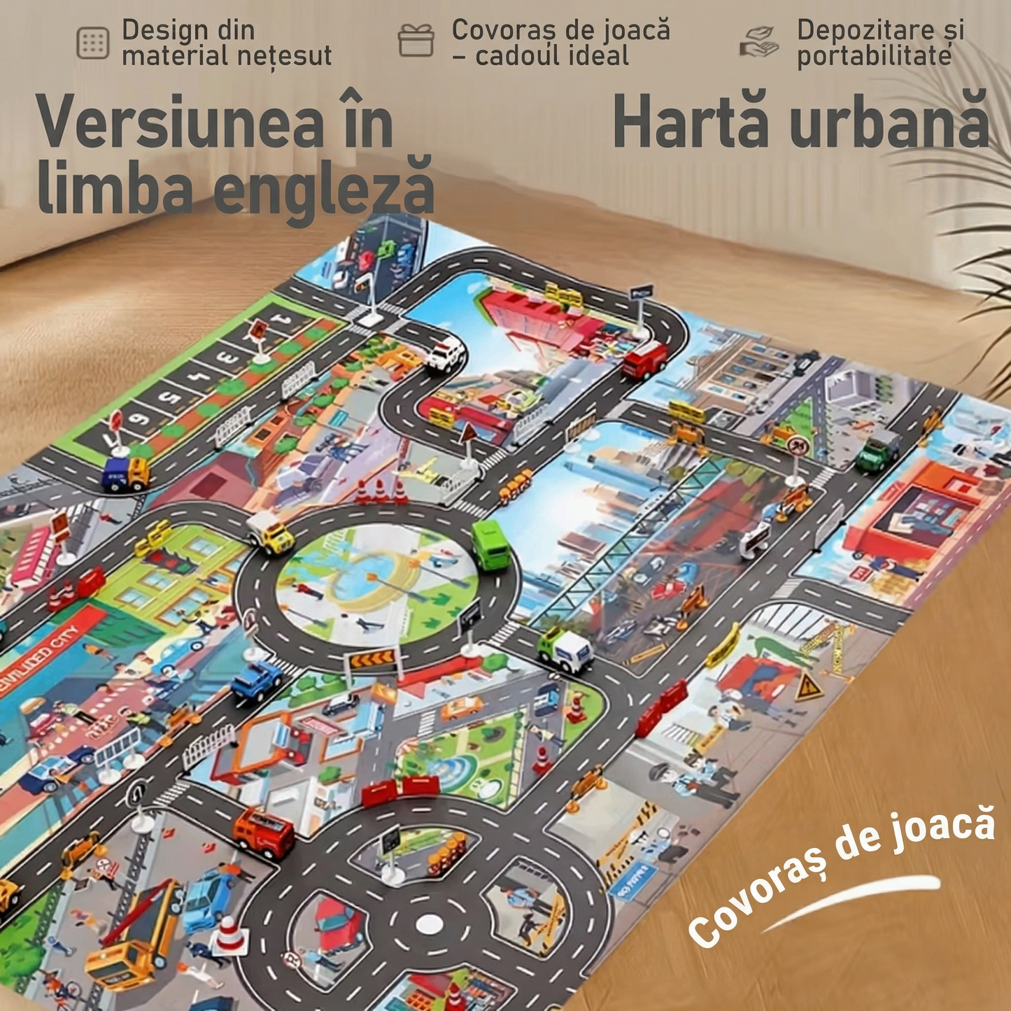 Hrací podložka s městskou tématikou
