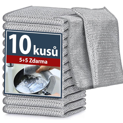 Abrazívna mikrovláknová utierka na riad (sada 10 kusov)