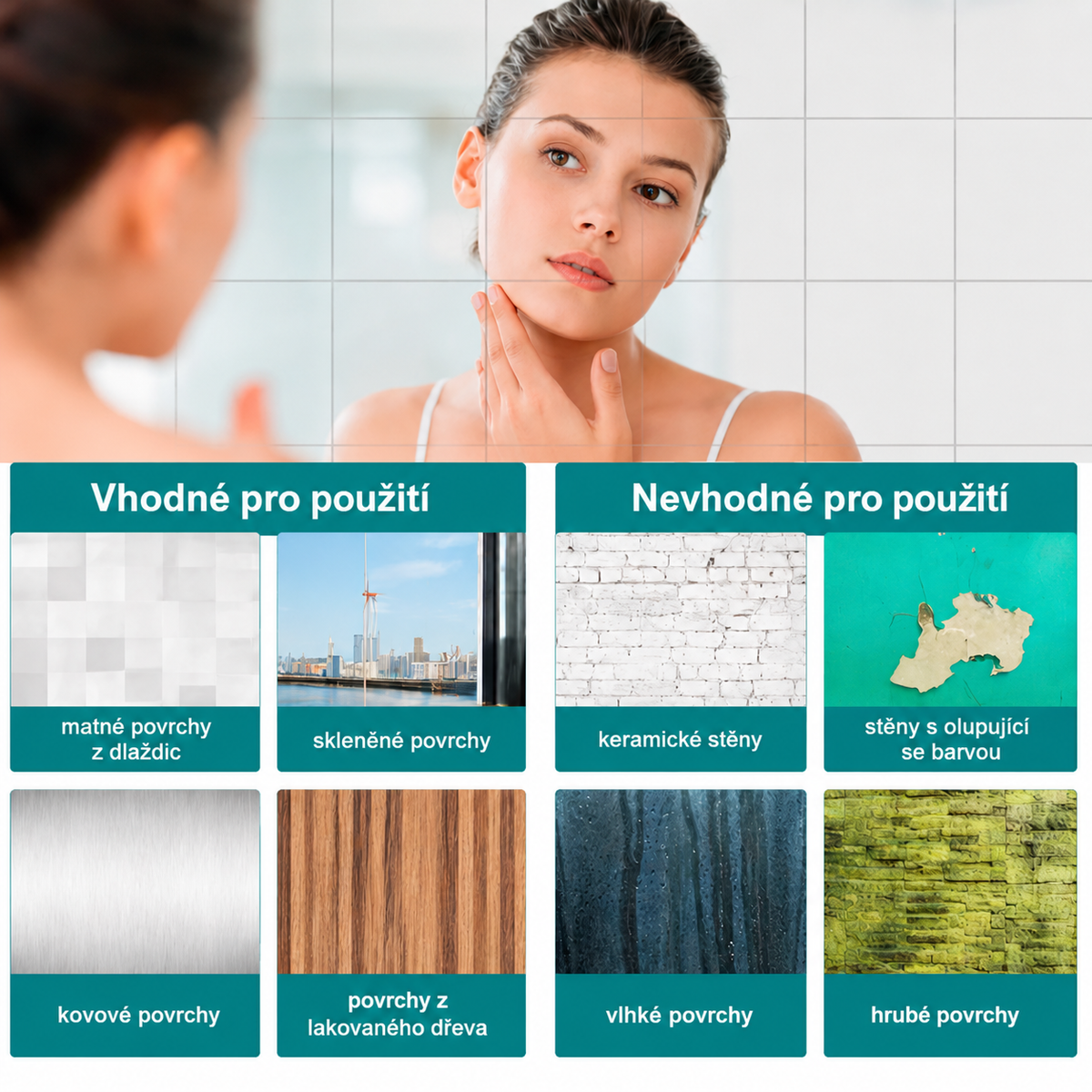Sada 6 samolepicích akrylových zrcadel