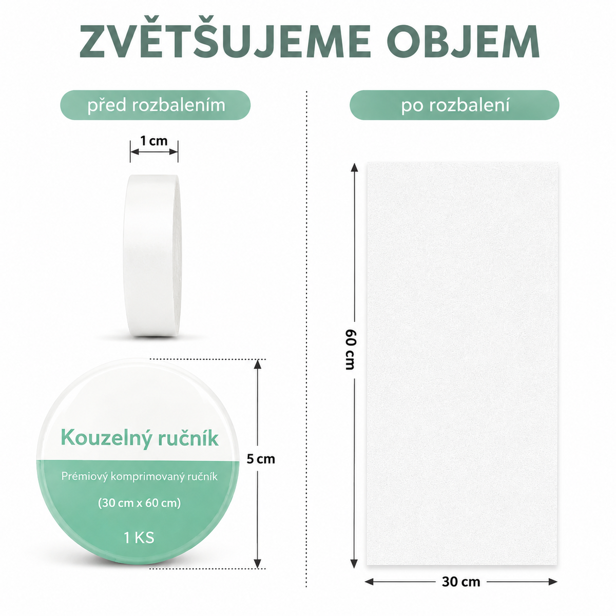 Sada 5 bobtnajících velkých ručníků
