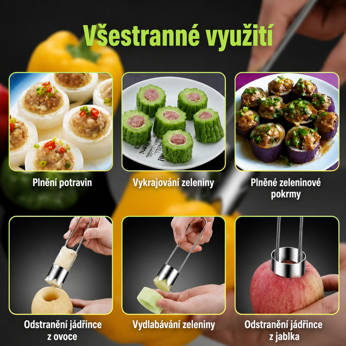 Vykrajovač jádřinců z nerezové oceli