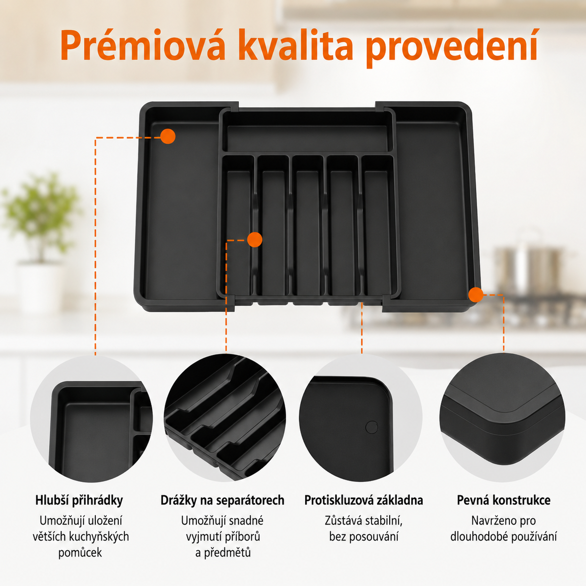 Rozšiřitelný organizér na příbory