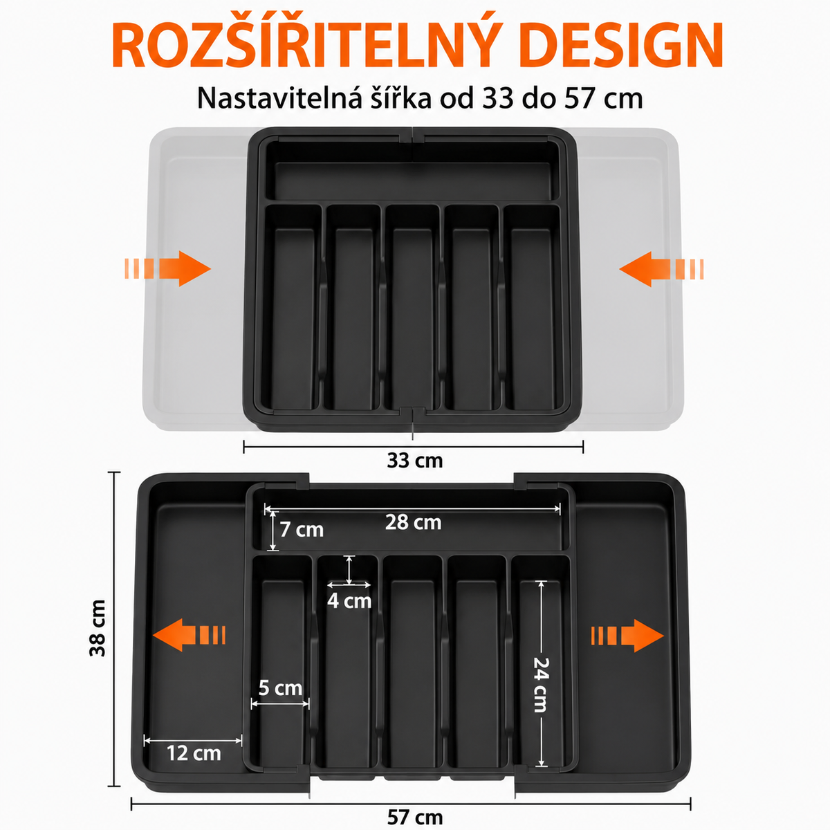 Rozšiřitelný organizér na příbory