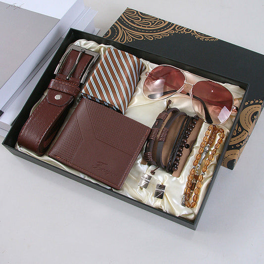 Dárková sada pro muže 5-v-1 – Brýle, peněženka, pásek, náramek + doplňky