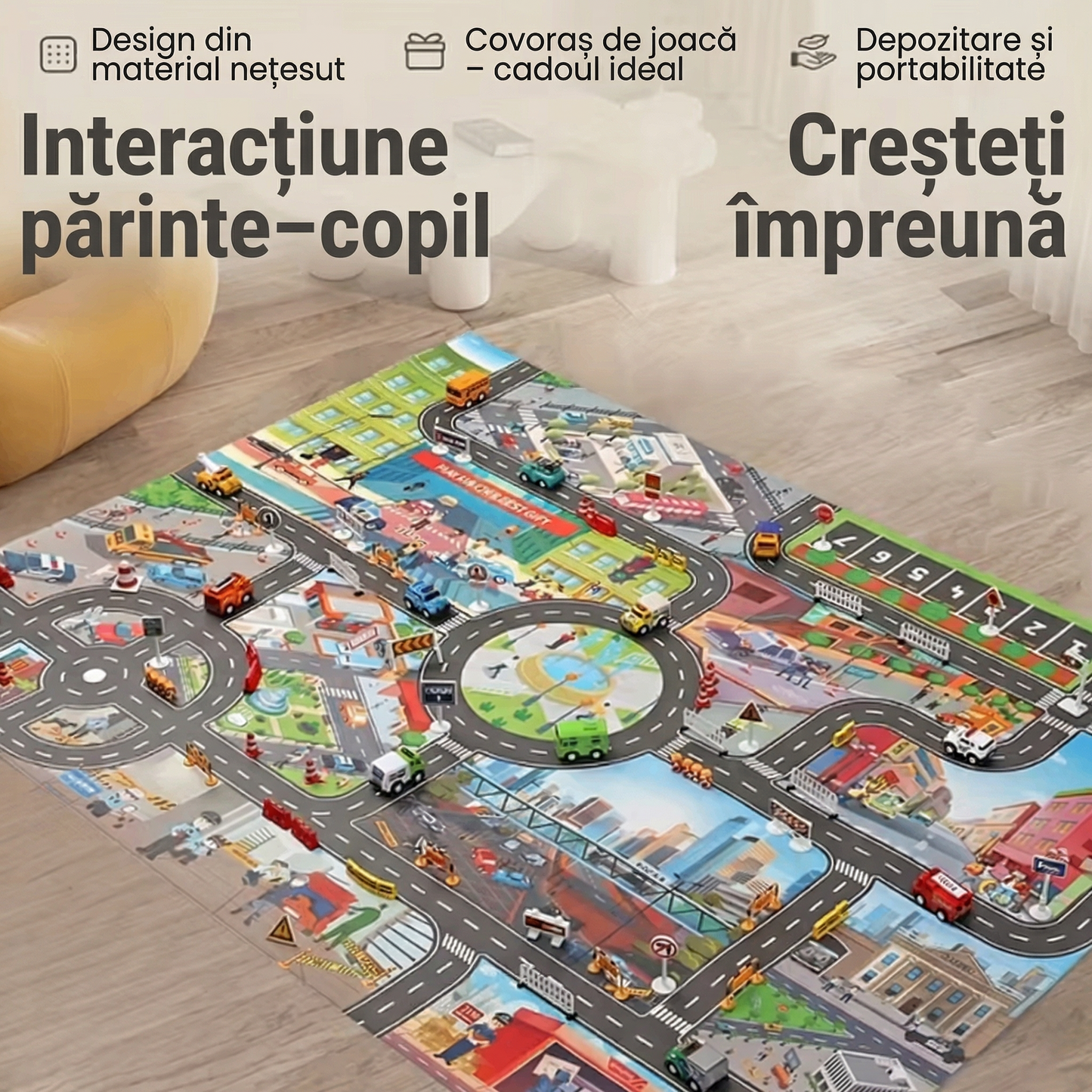 Hrací podložka s městskou tématikou