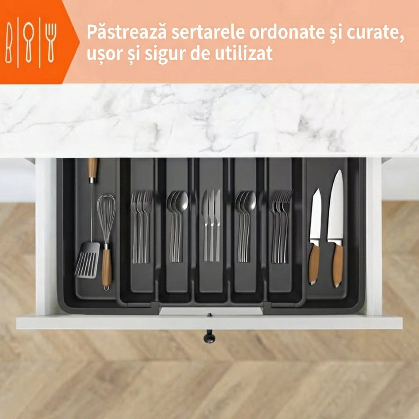 Rozšiřitelný organizér na příbory